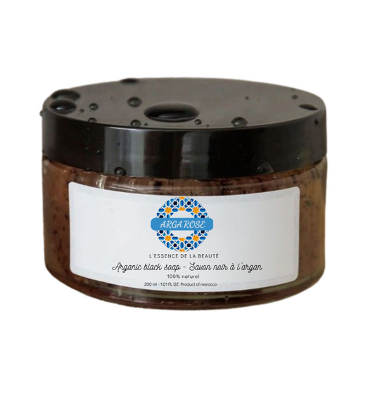 Savon noir marocain à l'argan et à la rose ArgaRose, pot 200 g